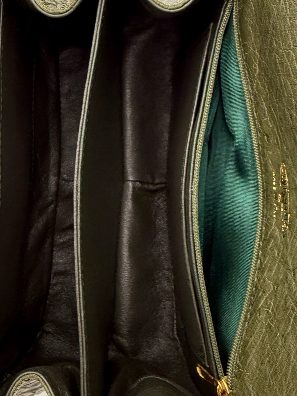 🇮🇹SANTAMARIA MILANO • Green Exotic Genuine OSTRICH 23 Bag • Made in ITALY - Picture 15 of 16